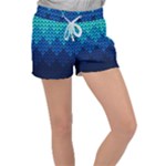 Blue Gradient Knit Pattern Women s Velour Lounge Shorts