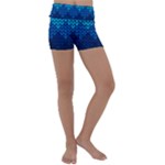 Blue Gradient Knit Pattern Kids  Lightweight Velour Yoga Shorts
