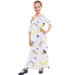 Pattern-fruit-apples-green Kids  Quarter Sleeve Maxi Dress