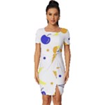 Pattern-fruit-apples-green Fitted Knot Split End Bodycon Dress