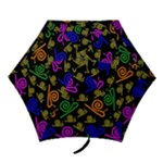 Pattern-repetition-snail-blue Mini Folding Umbrellas