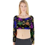 Pattern-repetition-snail-blue Long Sleeve Crop Top