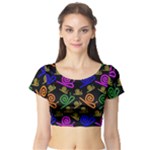 Pattern-repetition-snail-blue Short Sleeve Crop Top
