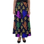 Pattern-repetition-snail-blue Flared Maxi Skirt