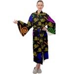 Pattern-repetition-snail-blue Maxi Velvet Kimono