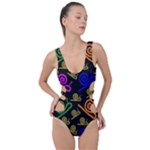 Pattern-repetition-snail-blue Side Cut Out Swimsuit
