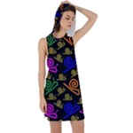 Pattern-repetition-snail-blue Racer Back Hoodie Dress