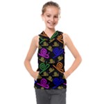 Pattern-repetition-snail-blue Kids  Sleeveless Hoodie