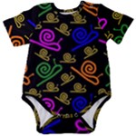 Pattern-repetition-snail-blue Baby Short Sleeve Bodysuit