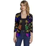 Pattern-repetition-snail-blue Women s One-Button 3/4 Sleeve Short Jacket