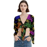 Pattern-repetition-snail-blue Trumpet Sleeve Cropped Top