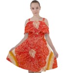 Grapefruit-fruit-background-food Cut Out Shoulders Chiffon Dress