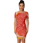 Grapefruit-fruit-background-food Fitted Knot Split End Bodycon Dress