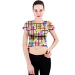 Pattern-repetition-bars-colors Crew Neck Crop Top