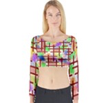 Pattern-repetition-bars-colors Long Sleeve Crop Top
