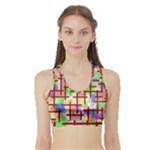Pattern-repetition-bars-colors Sports Bra with Border