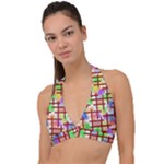 Pattern-repetition-bars-colors Halter Plunge Bikini Top
