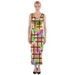 Pattern-repetition-bars-colors Fitted Maxi Dress