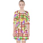 Pattern-repetition-bars-colors Quarter Sleeve Pocket Dress