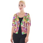 Pattern-repetition-bars-colors Cropped Button Cardigan