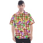 Pattern-repetition-bars-colors Men s Short Sleeve Shirt