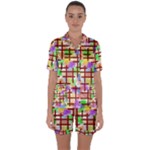 Pattern-repetition-bars-colors Satin Short Sleeve Pajamas Set