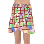 Pattern-repetition-bars-colors Wrap Front Skirt