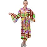 Pattern-repetition-bars-colors Maxi Velvet Kimono