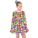 Pattern-repetition-bars-colors Kids  Long Sleeve Dress