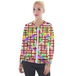 Pattern-repetition-bars-colors Velvet Zip Up Jacket