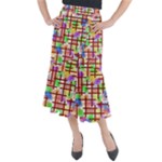 Pattern-repetition-bars-colors Midi Mermaid Skirt