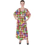 Pattern-repetition-bars-colors V-Neck Boho Style Maxi Dress