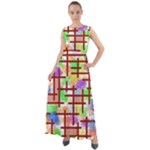 Pattern-repetition-bars-colors Chiffon Mesh Boho Maxi Dress