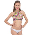 Pattern-repetition-bars-colors Cross Front Halter Bikini Top