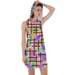 Pattern-repetition-bars-colors Racer Back Hoodie Dress