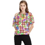 Pattern-repetition-bars-colors One Shoulder Cut Out T-Shirt