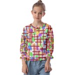 Pattern-repetition-bars-colors Kids  Cuff Sleeve Top