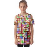 Pattern-repetition-bars-colors Fold Over Open Sleeve Top