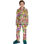 Pattern-repetition-bars-colors Kids  Long Sleeve Velvet Pajamas Set