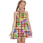 Pattern-repetition-bars-colors Kids  Halter Collar Waist Tie Chiffon Dress