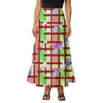 Pattern-repetition-bars-colors Tiered Ruffle Maxi Skirt