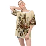 Vintage-antique-plate-china Oversized Chiffon Top