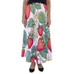 Strawberry-fruits Flared Maxi Skirt
