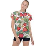 Strawberry-fruits Ruffle Collar Chiffon Blouse