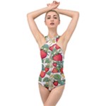Strawberry-fruits Cross Front Low Back Swimsuit