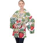Strawberry-fruits Long Sleeve Velvet Kimono 