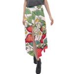 Strawberry-fruits Velour Split Maxi Skirt