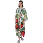 Strawberry-fruits Maxi Satin Kimono