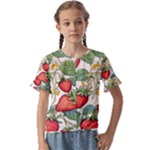 Strawberry-fruits Kids  Cuff Sleeve Scrunch Bottom T-Shirt