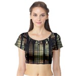 Stained Glass Window Gothic Short Sleeve Crop Top